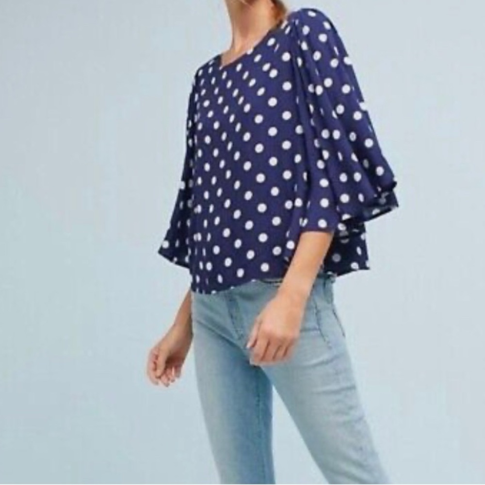 Anthropologie Polka-Dot Blouse